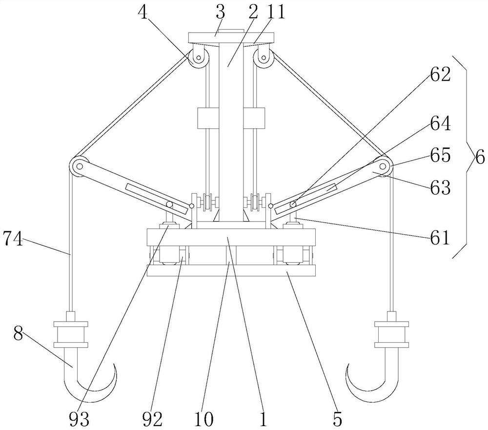 Double-lifting-point power transmission line overhead ground wire lifting device