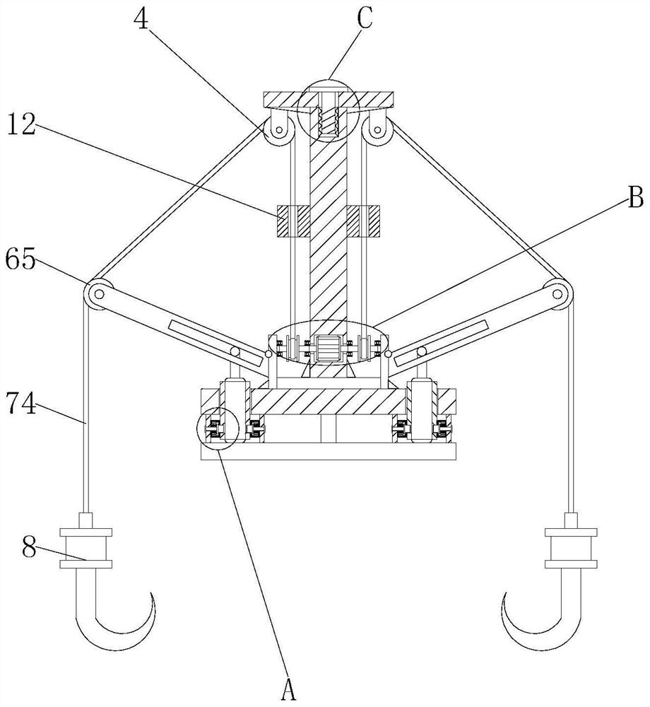 Double-lifting-point power transmission line overhead ground wire lifting device