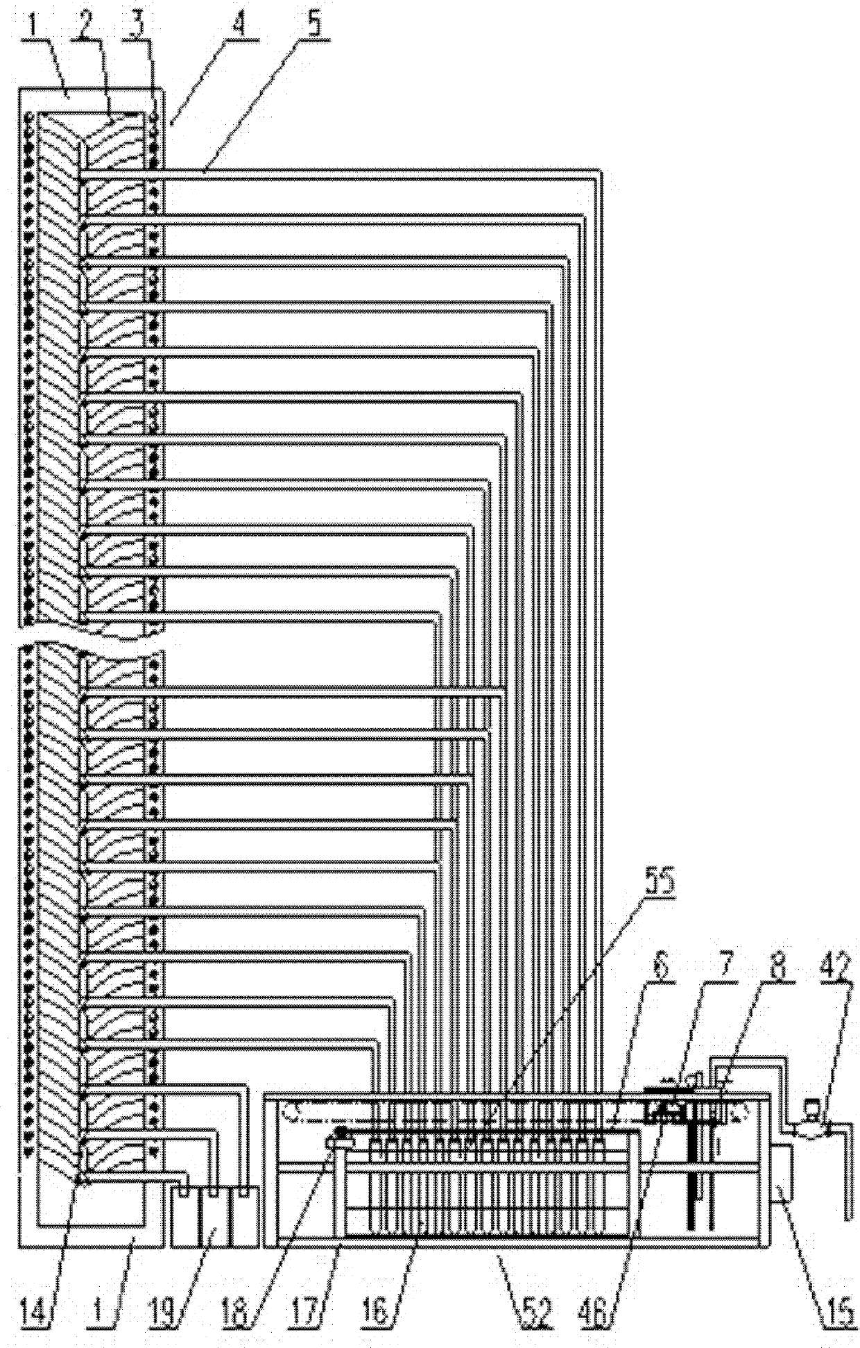 Vertical spray quantity distribution test device and test method thereof