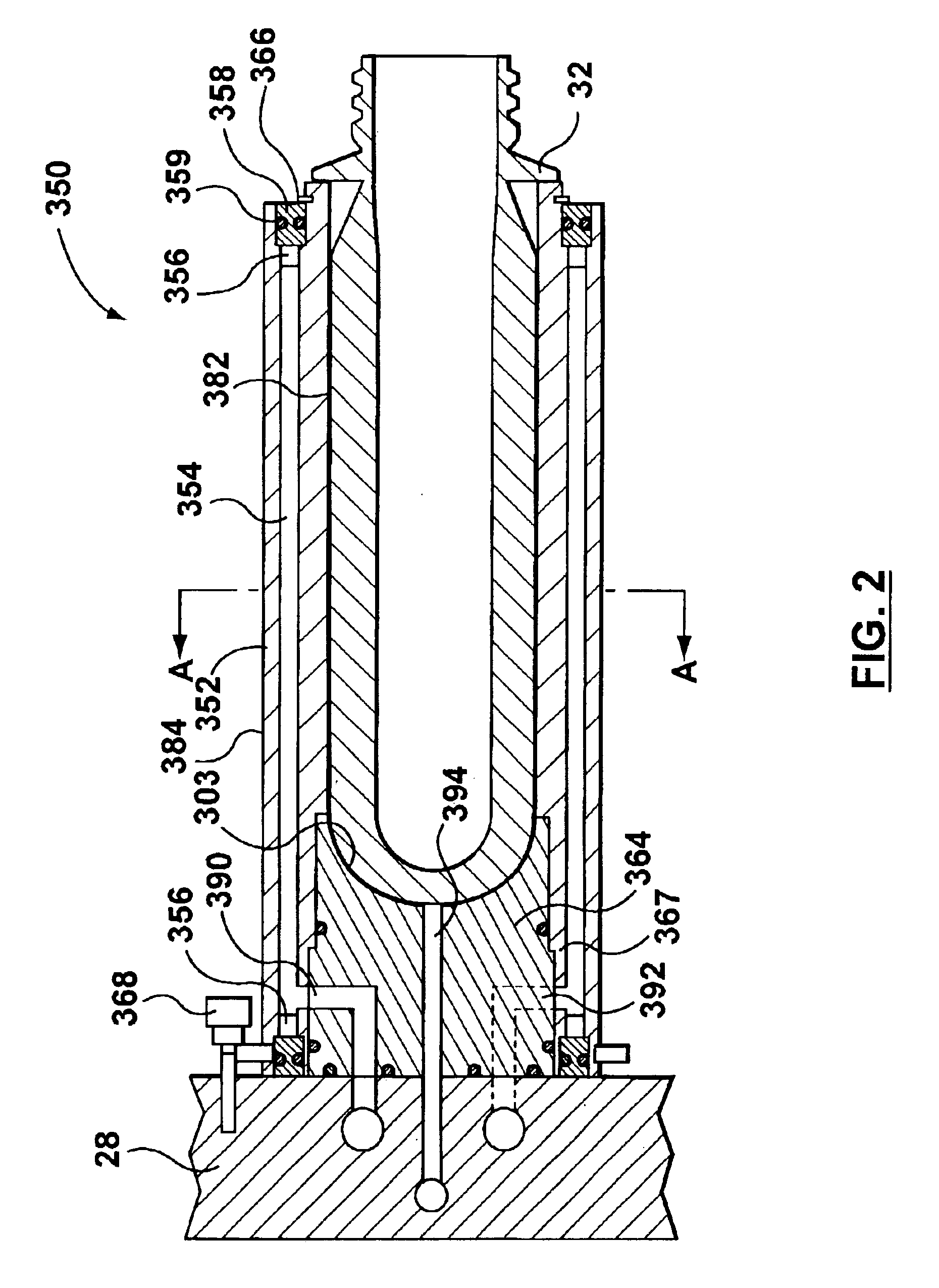 Cooling tube for cooling a portion of an injection molded article