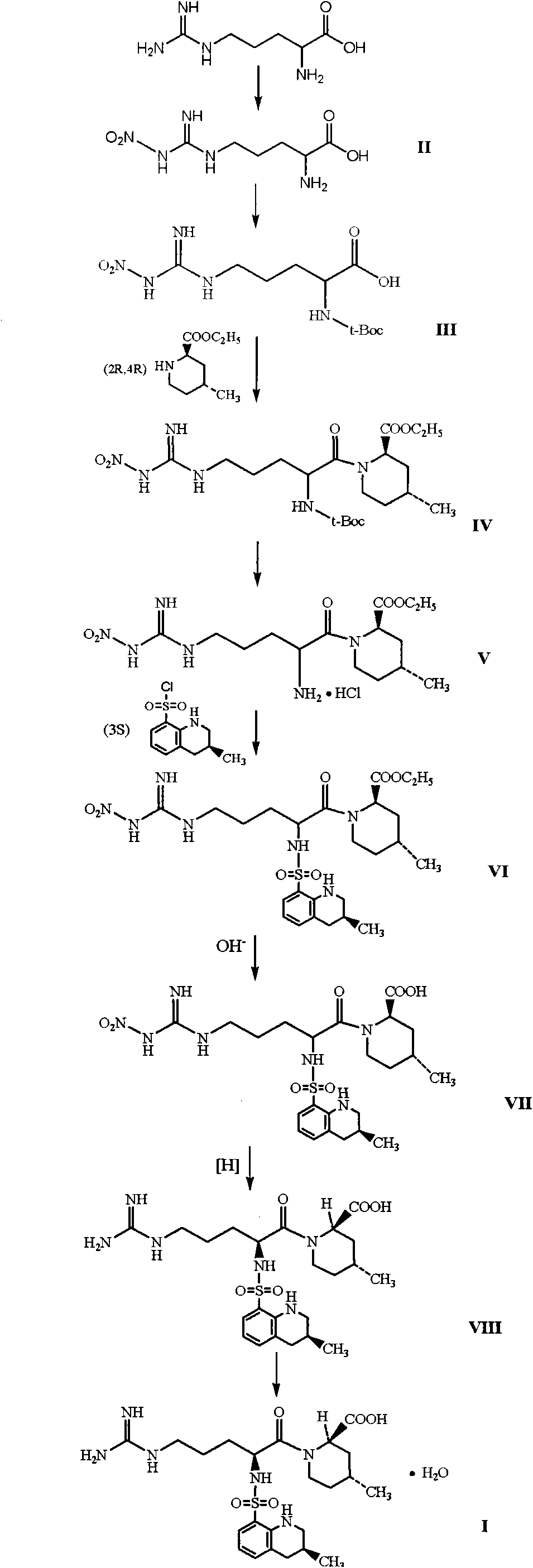 Directional synthesis method for 21(S) argatroban