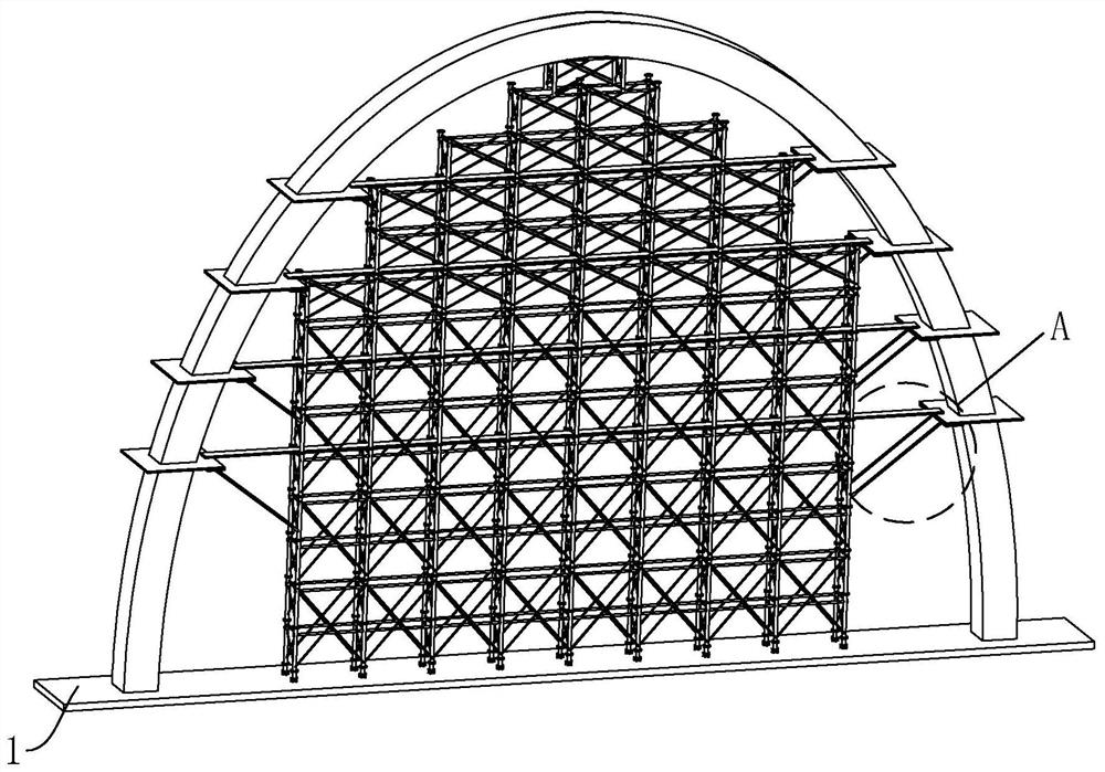 Main arch support structure of overpass bridge and installation method