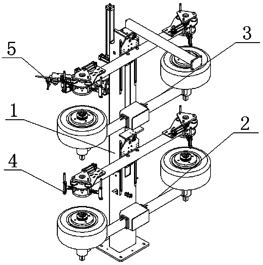 A post-inflating device for a double-layer double-mode hydraulic type vulcanizing machine