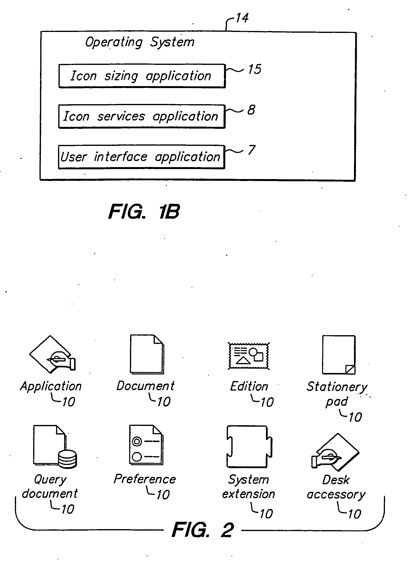 Graphical user interface for computers having variable size icons