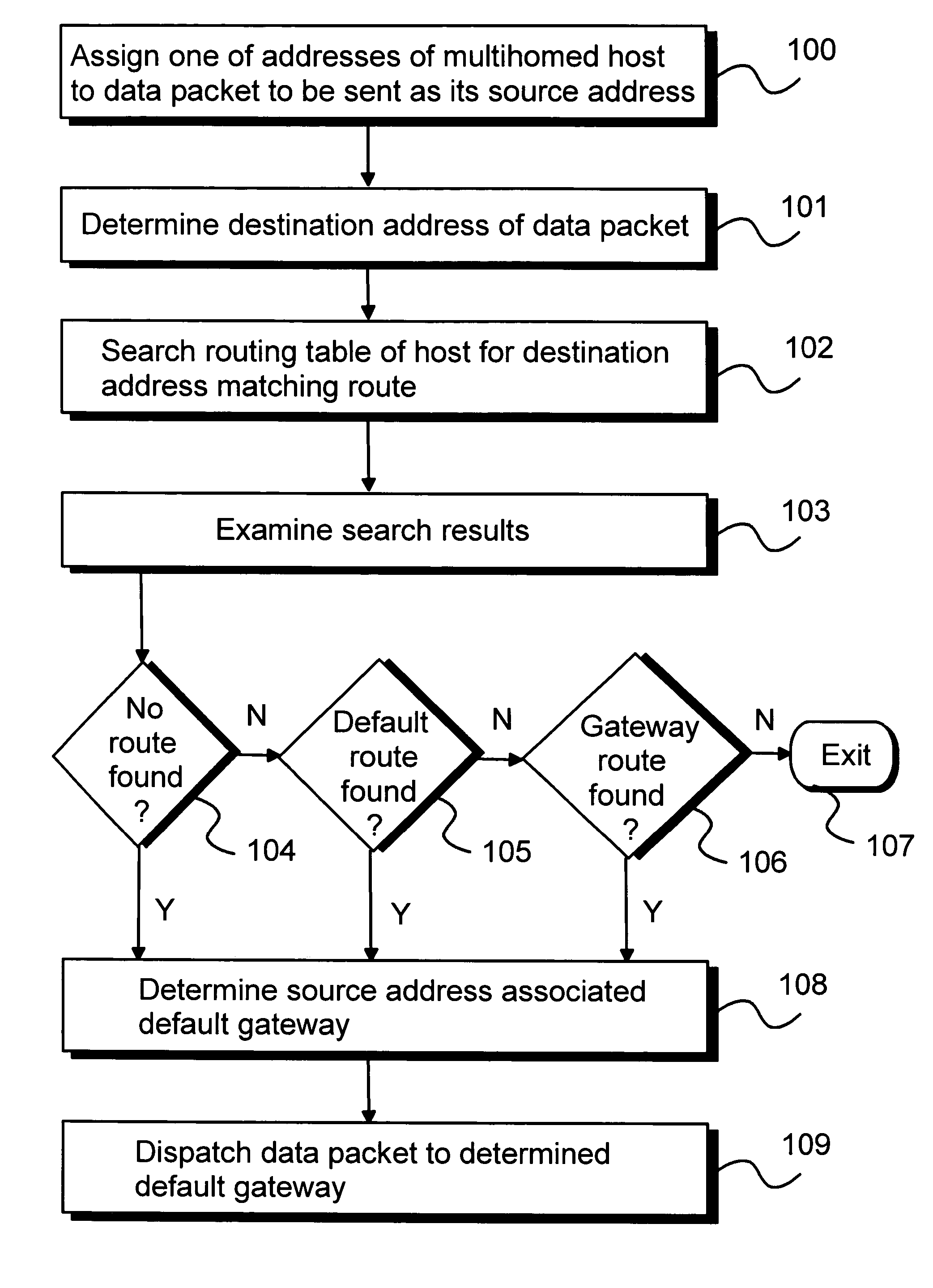 Routing data packets from a multihomed host