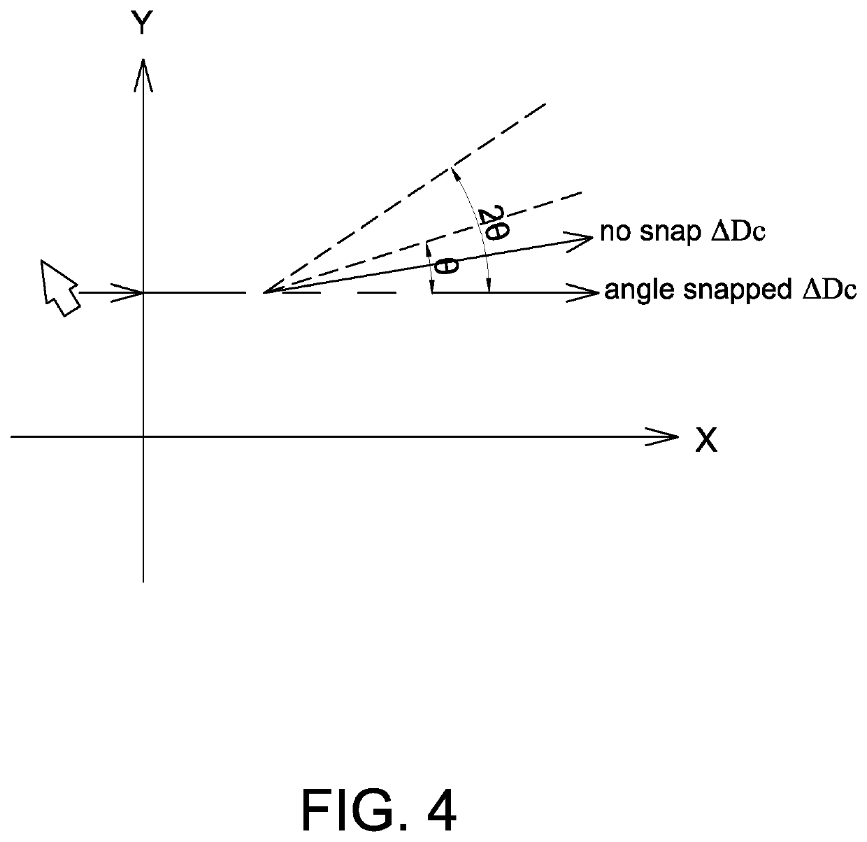 Mouse device and interactive system having angle snap