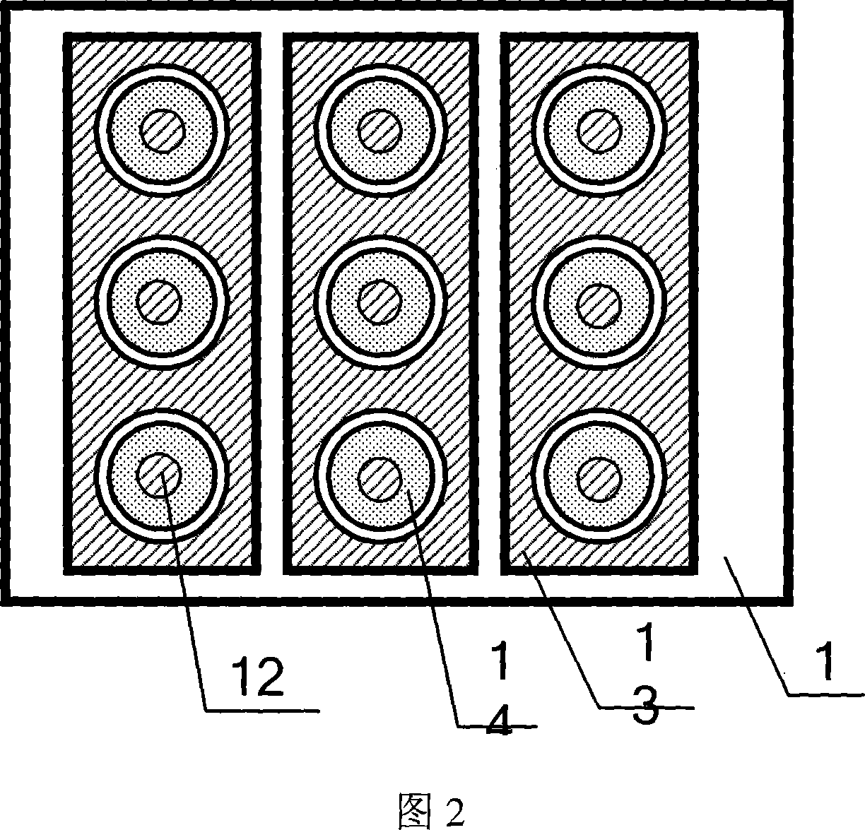 Planar display device with H-shaped sided-grid controlled structure and its production