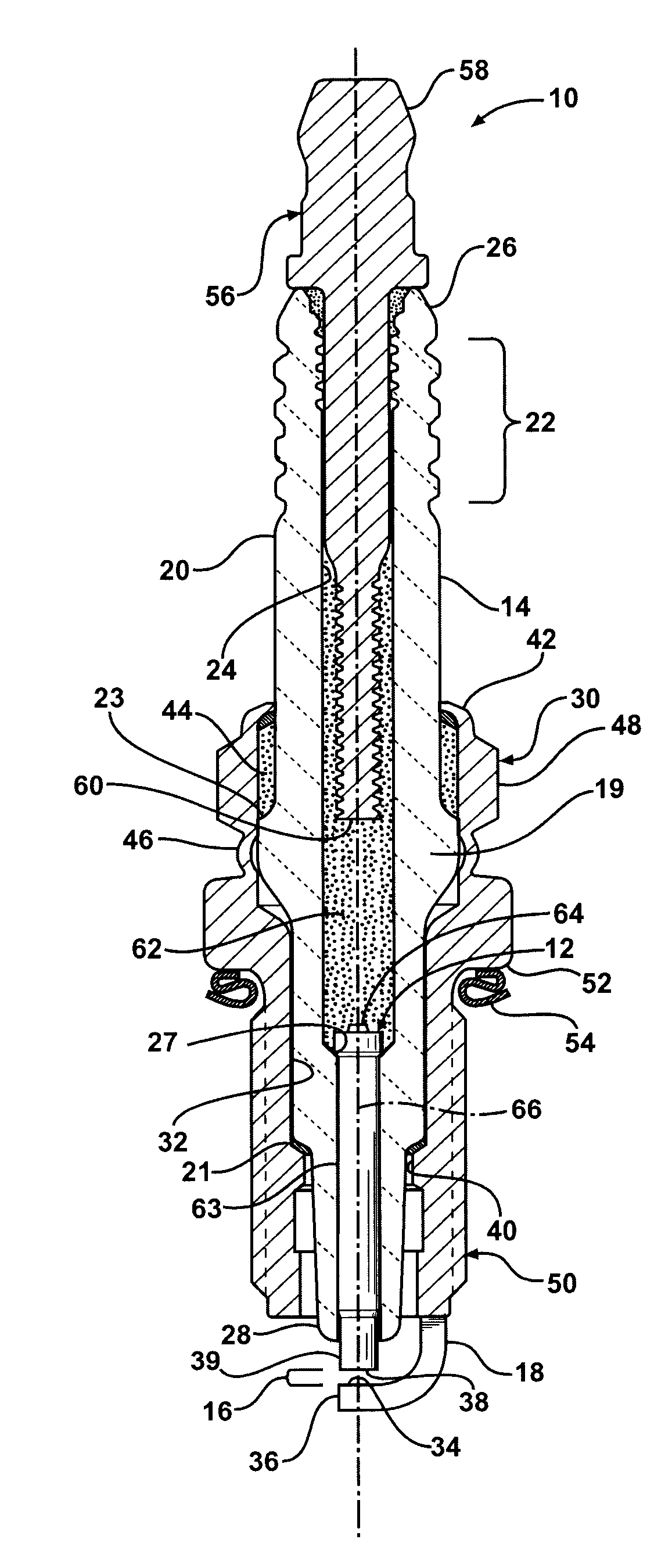 Composite ceramic electrode, ignition device therewith and methods of construction thereof