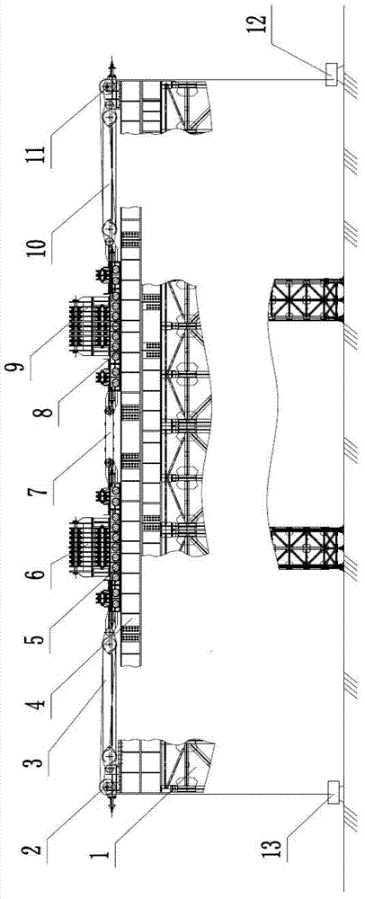 Cable saddle transverse moving system and cable saddle transverse moving construction method