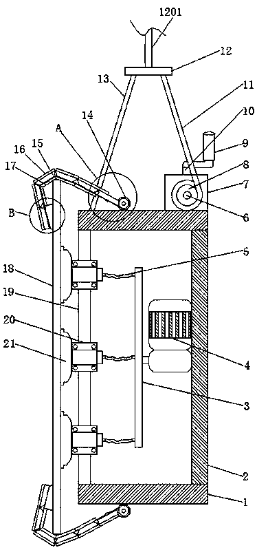 Building curtain wall mounting and fixing device