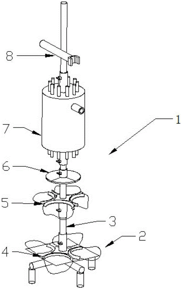 A fixing device for conveniently placing a reactor in a water bath