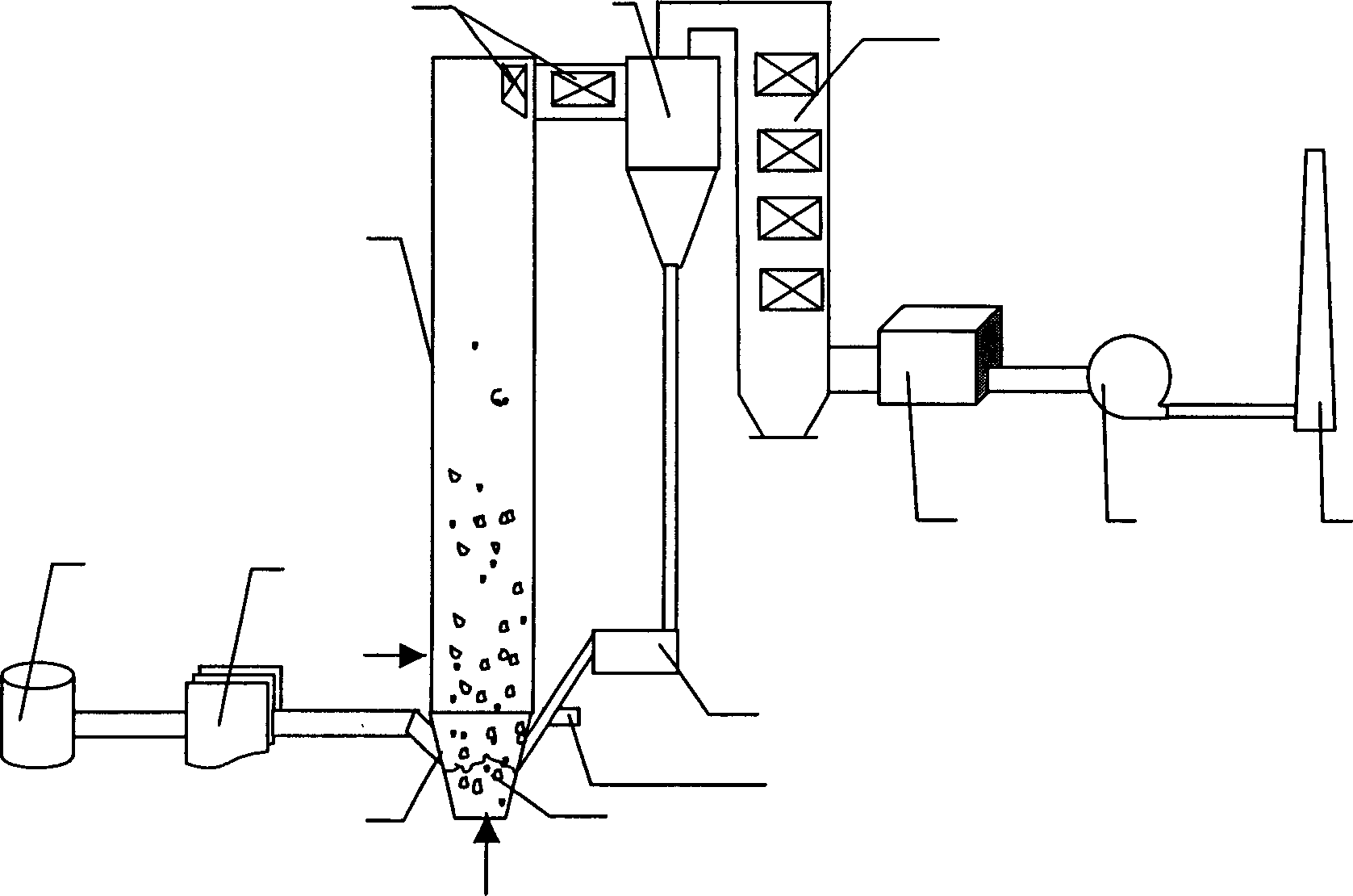 Circulating fluidized bed combustion device with biomass fuel and combustion method thereof