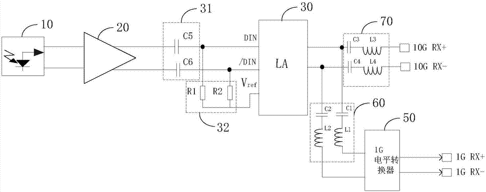 Optical module receiving circuit and optical module