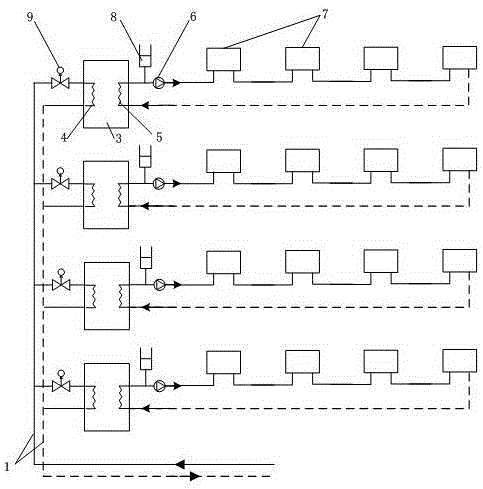 Central heating system and method with heat accumulation peak regulation function
