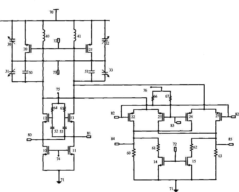 Integrated circuit chip of dual frequency band reconfigurable frequency mixer