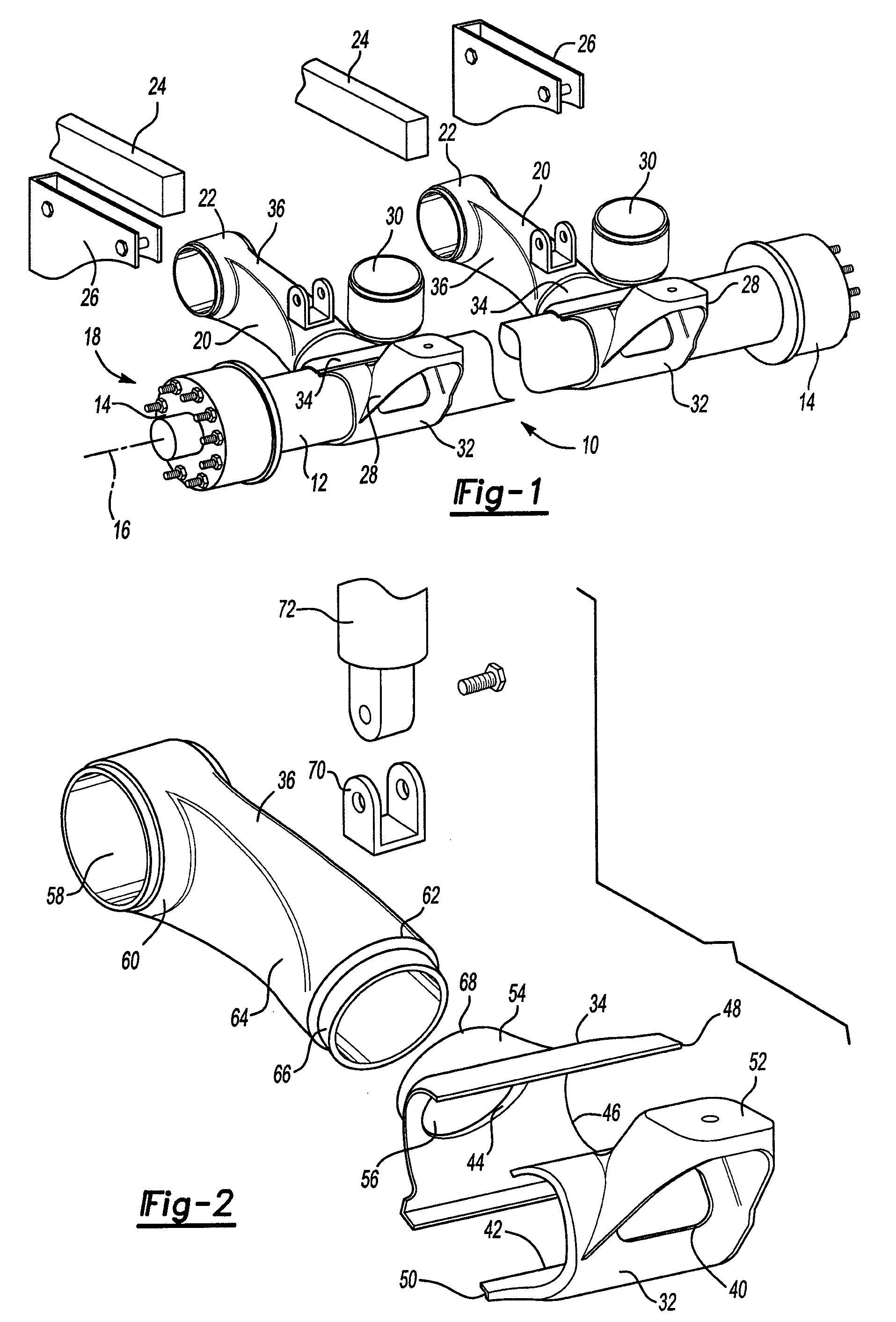 Cast trailing arm assembly for trailer suspension