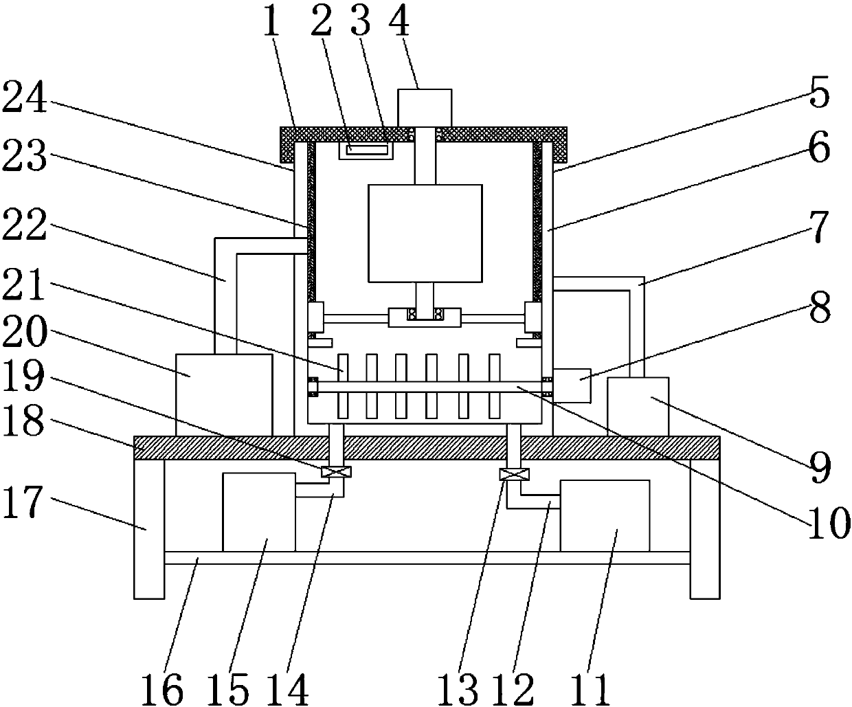 Drying device with disinfecting and deodorizing functions for down feather production