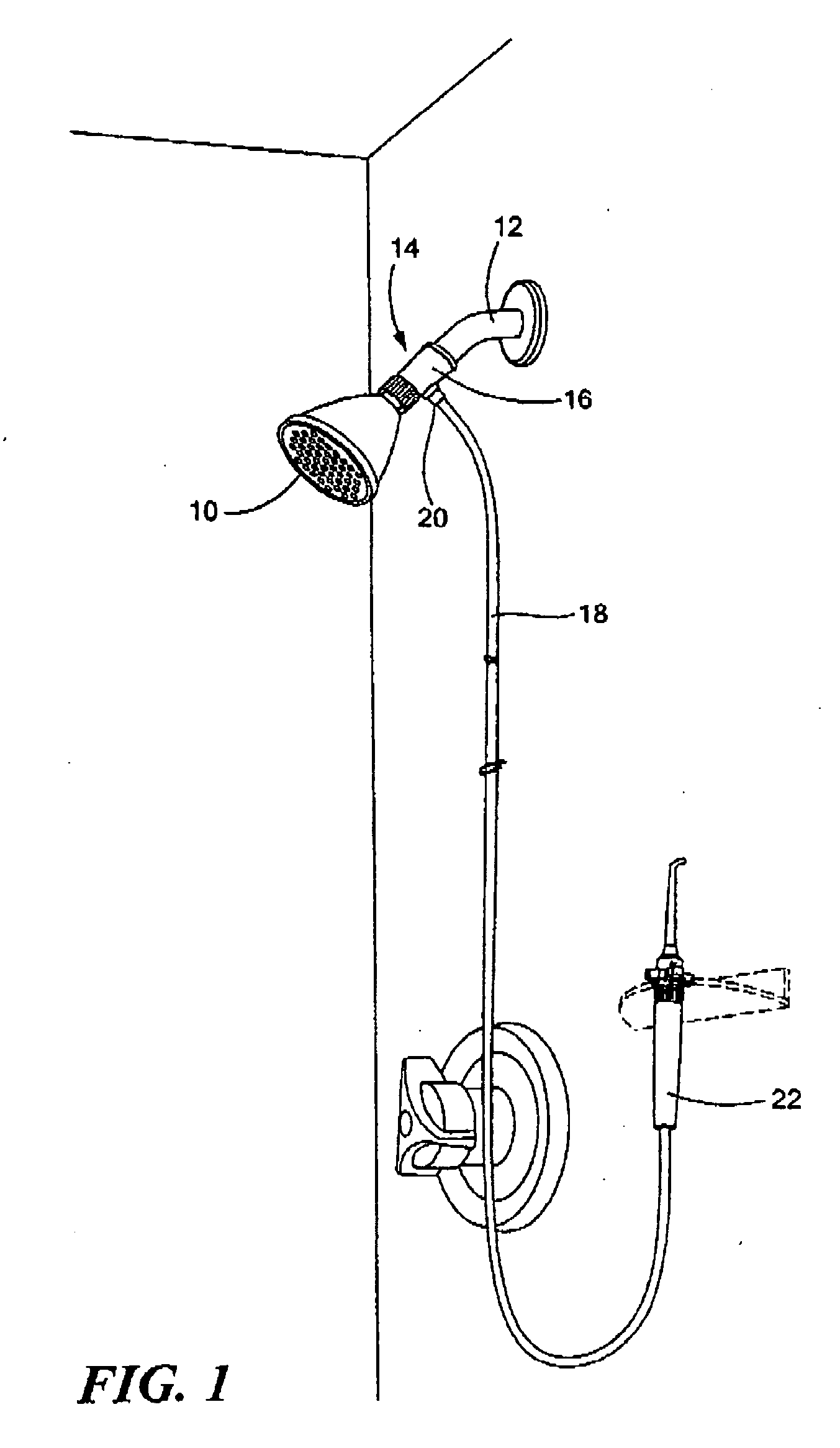 Shower head attachment with a pulsator used to clean teeth