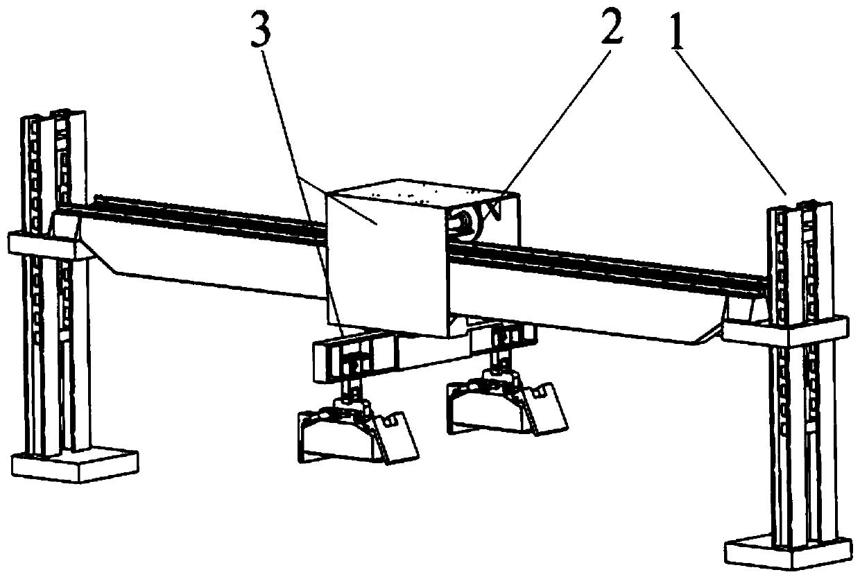 An automatic loading and unloading device for 100-meter rail