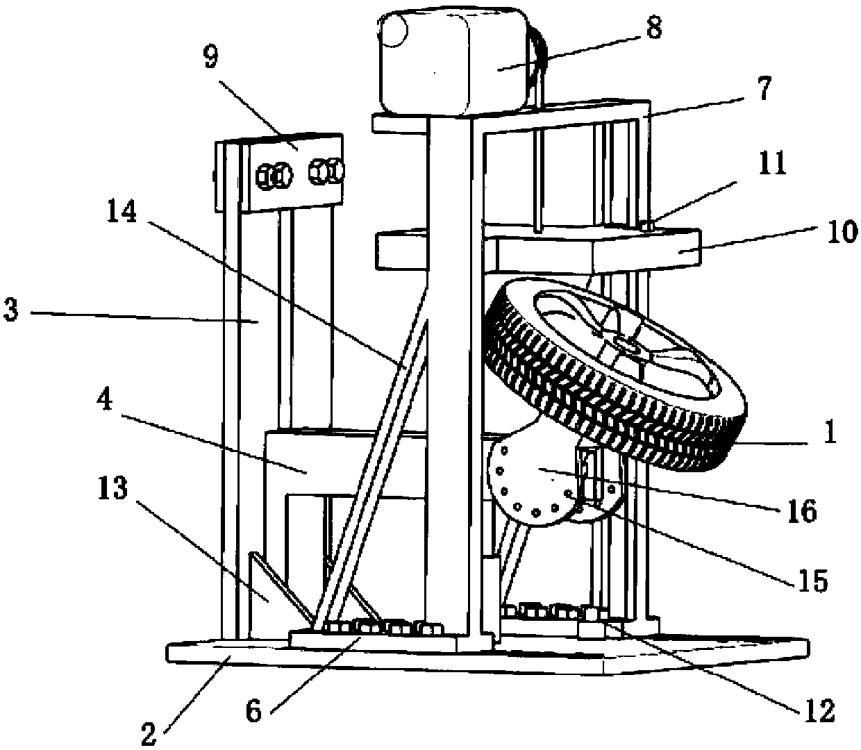 Multi-angle dynamic stiffness experimental device for tire