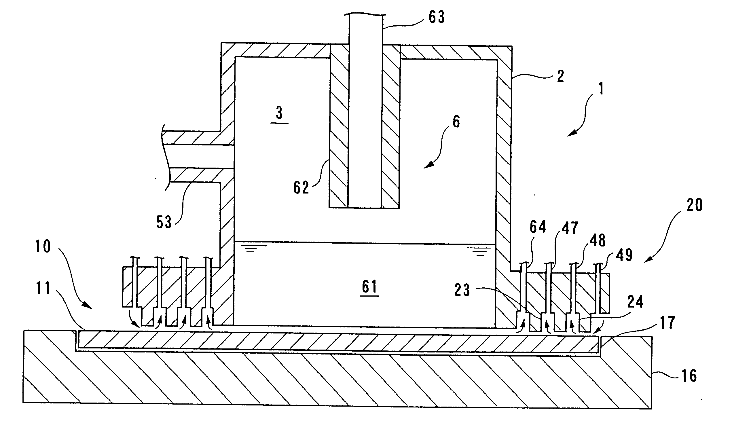Processing method utilizing an apparatus to be sealed against workpiece