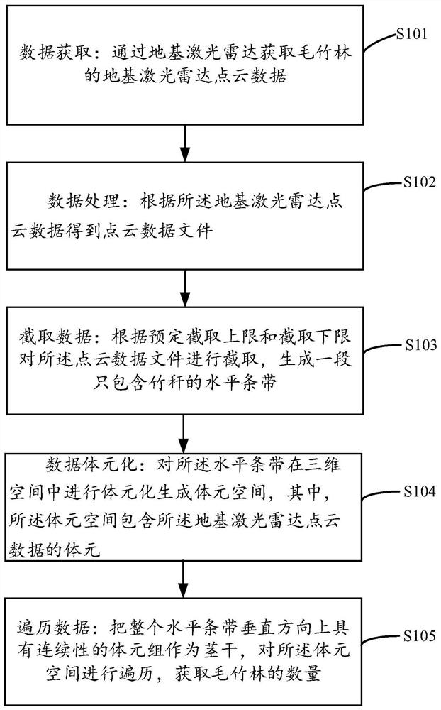 Moso bamboo forest number identification method and device based on foundation laser radar