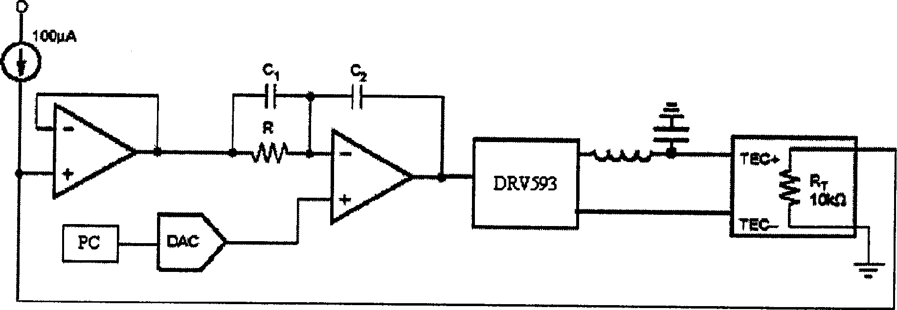 High-precision temperature control circuit for thermoelectric cooler