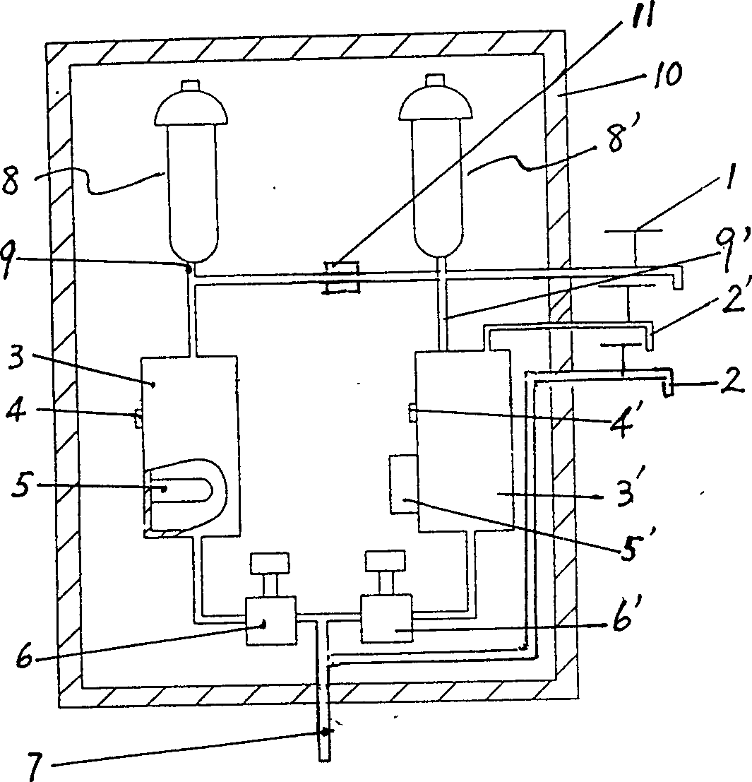 Water cleaning and heating device free from secondary pollution