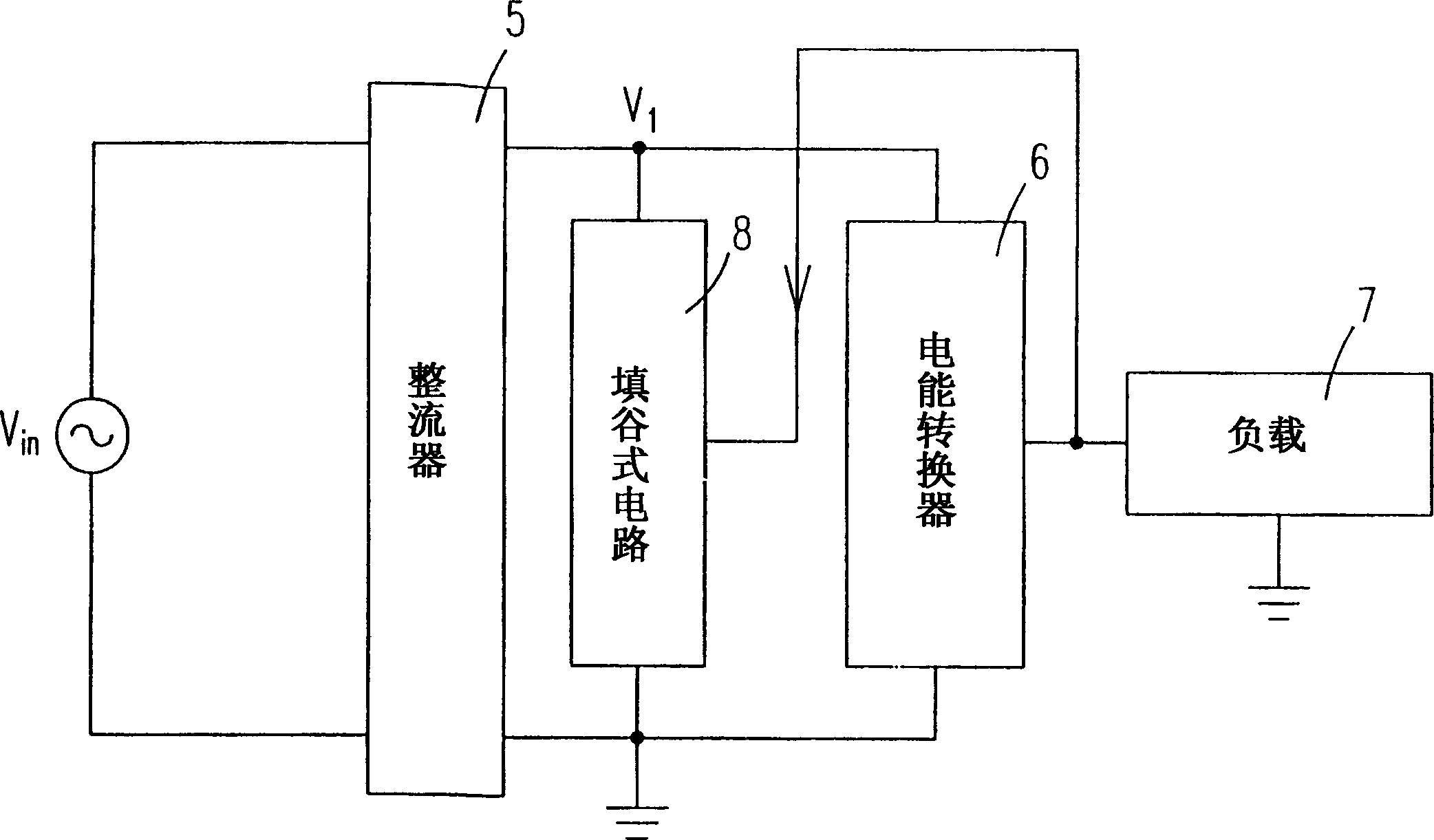 Electronic ballast circuit with function of correcting power factor and load current amplitude factor