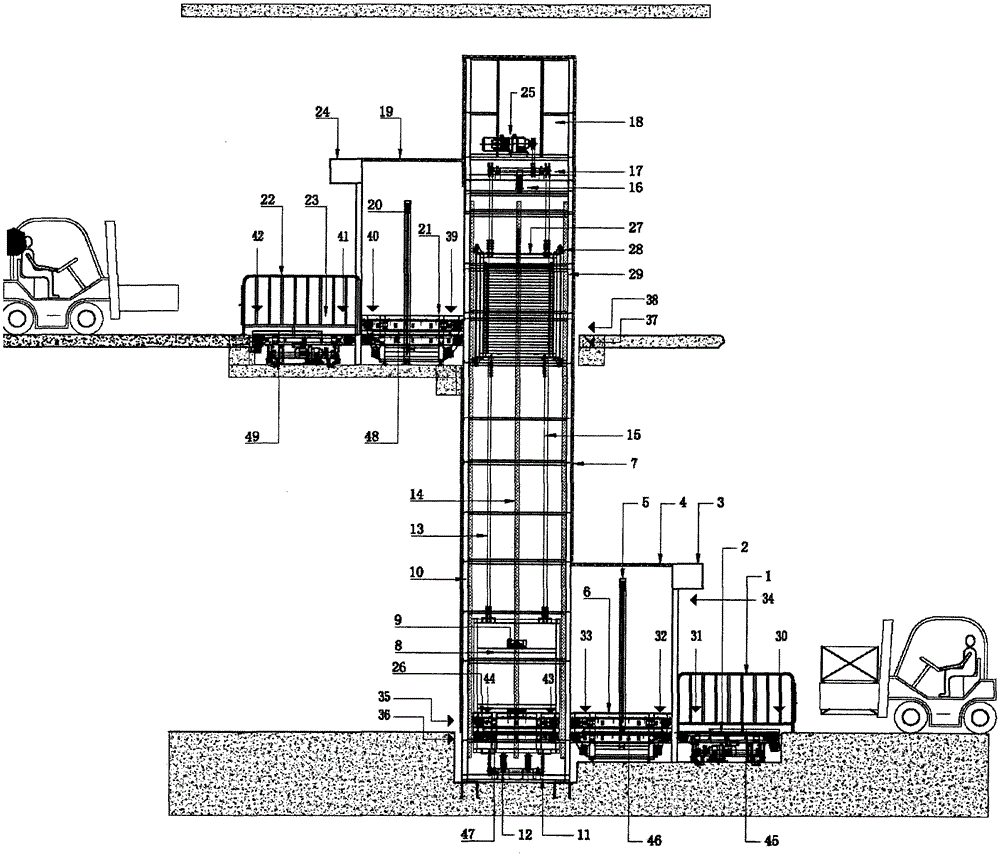 Horizontal automatic circulation tooling plate vertical conveyor