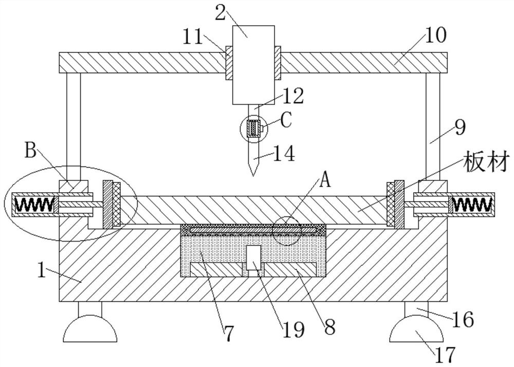 A polymer sheet punching device for the production of automobile rear axle housing