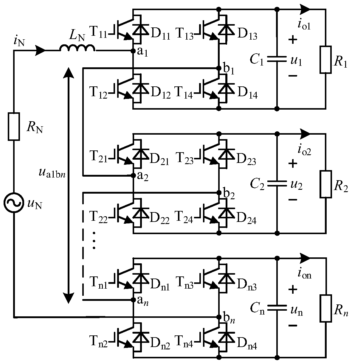 Open-circuit fault diagnosis method for switch tubes of single-phase cascaded H-bridge rectifier