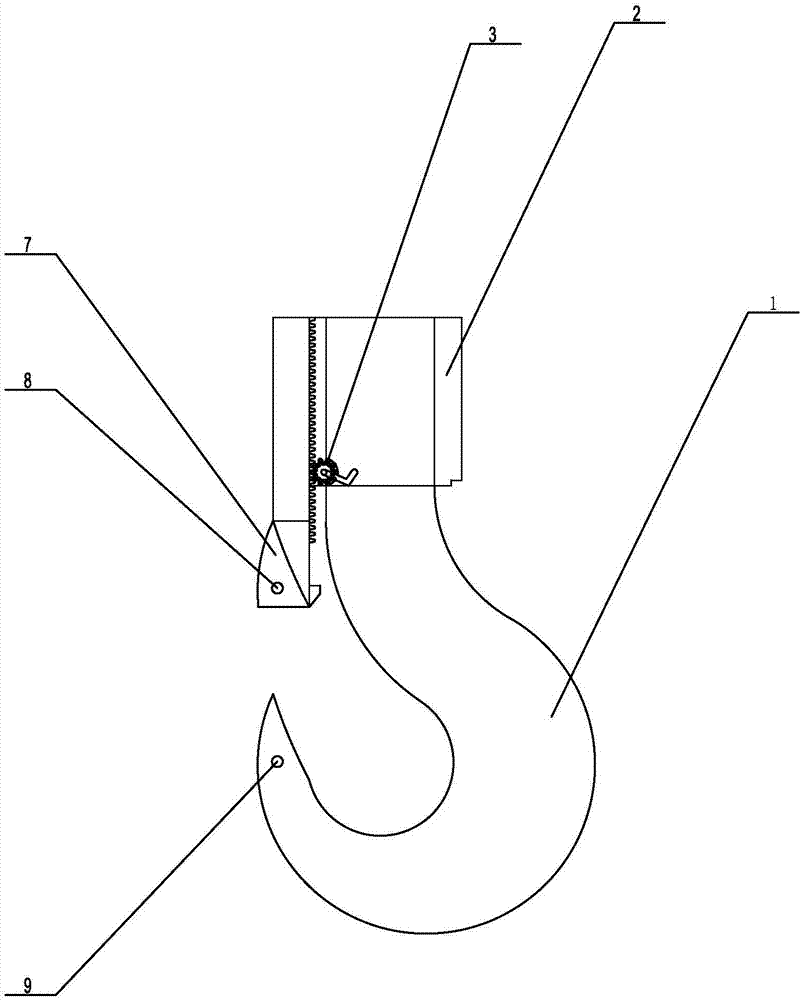 Non-slip lifting hook based on gear and rack