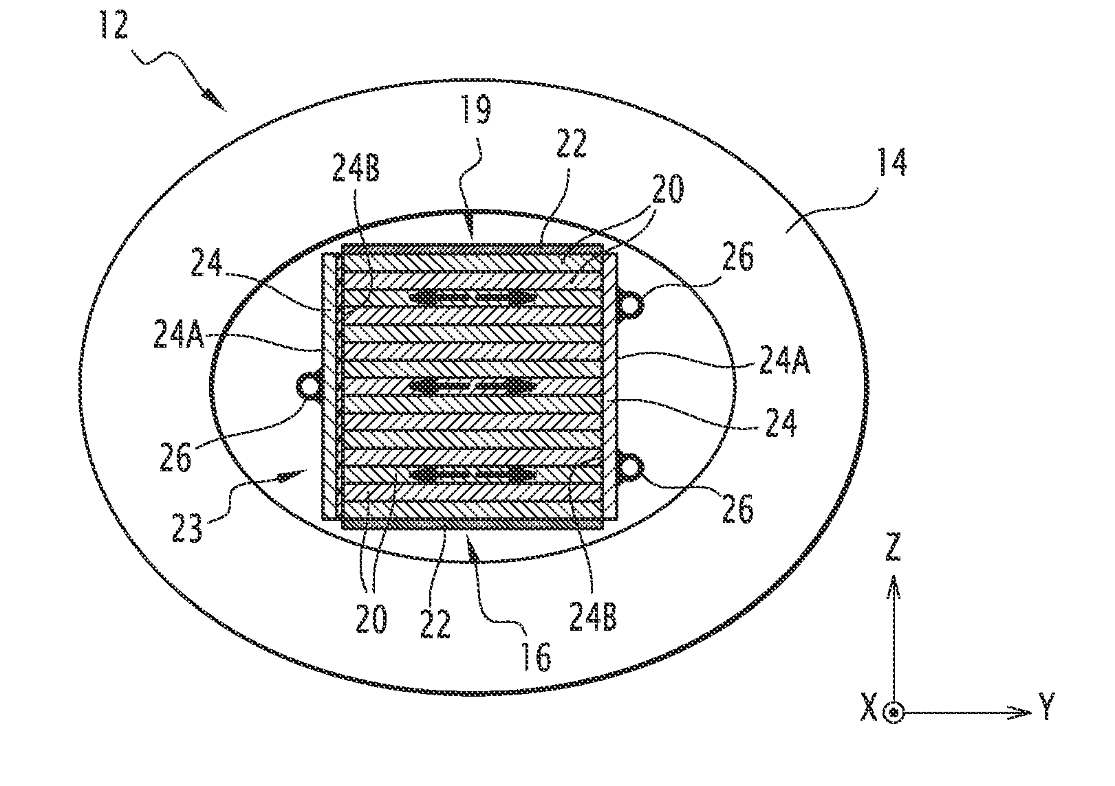 Magnetic core for magnetic component with winding, containing improved means of cooling