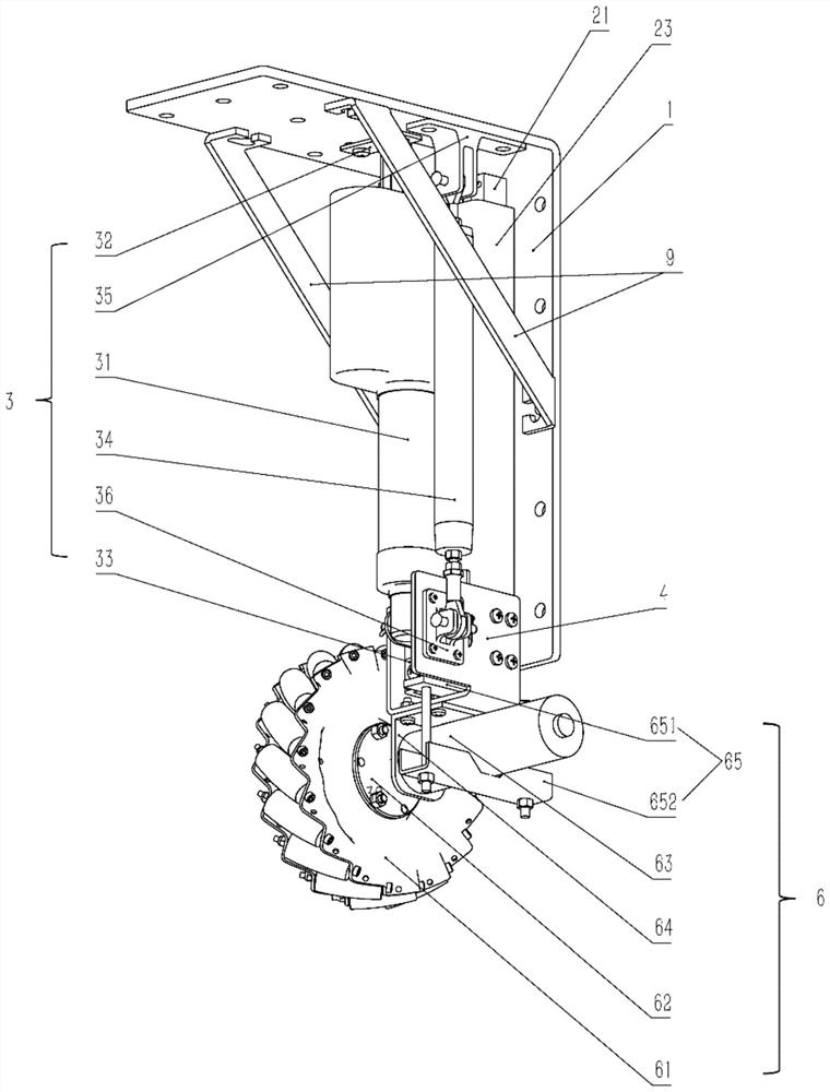 Mecanum wheel omnidirectional vehicle active suspension device