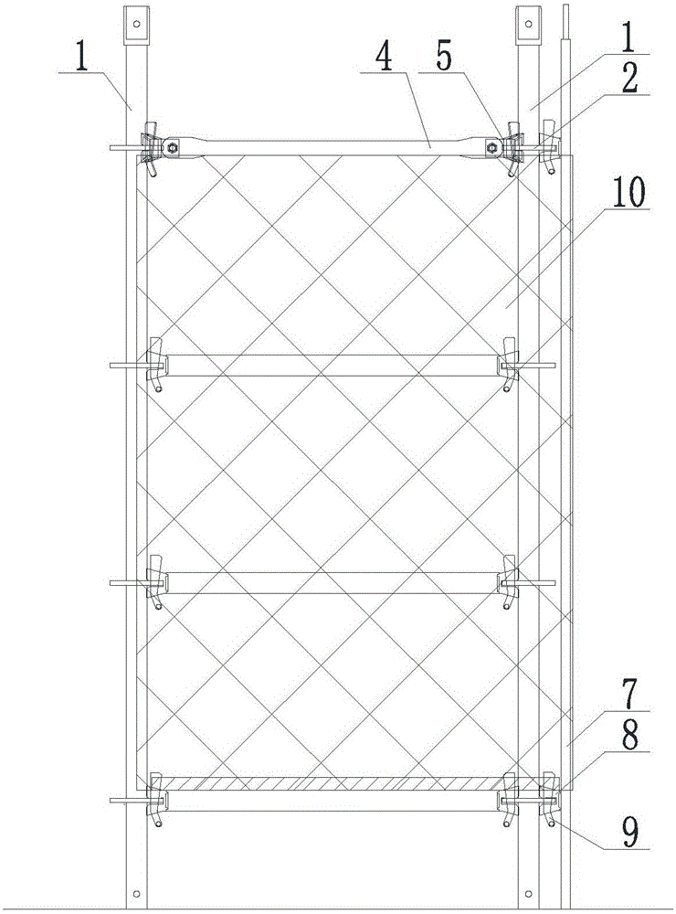 External corner externally-hanging safety net connecting assembly for ring lock scaffold and externally-hanging safety net device