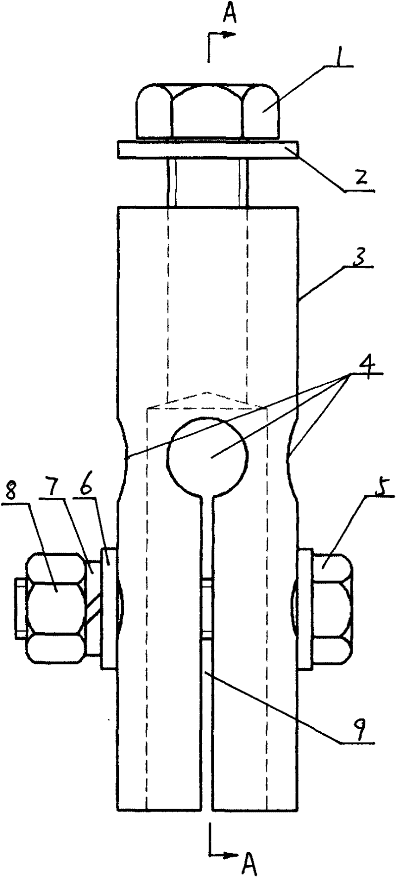 Leading-out connector of anode and cathode terminals of valve-control storage battery