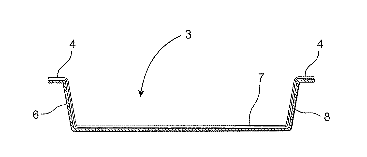 Compression-moulded tray and method of producing a fibre tray