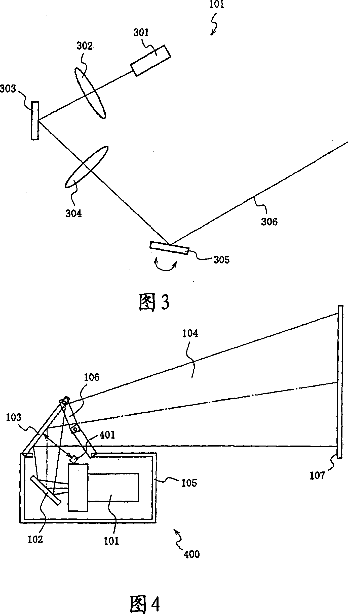 Image projection device and rear projection type display device