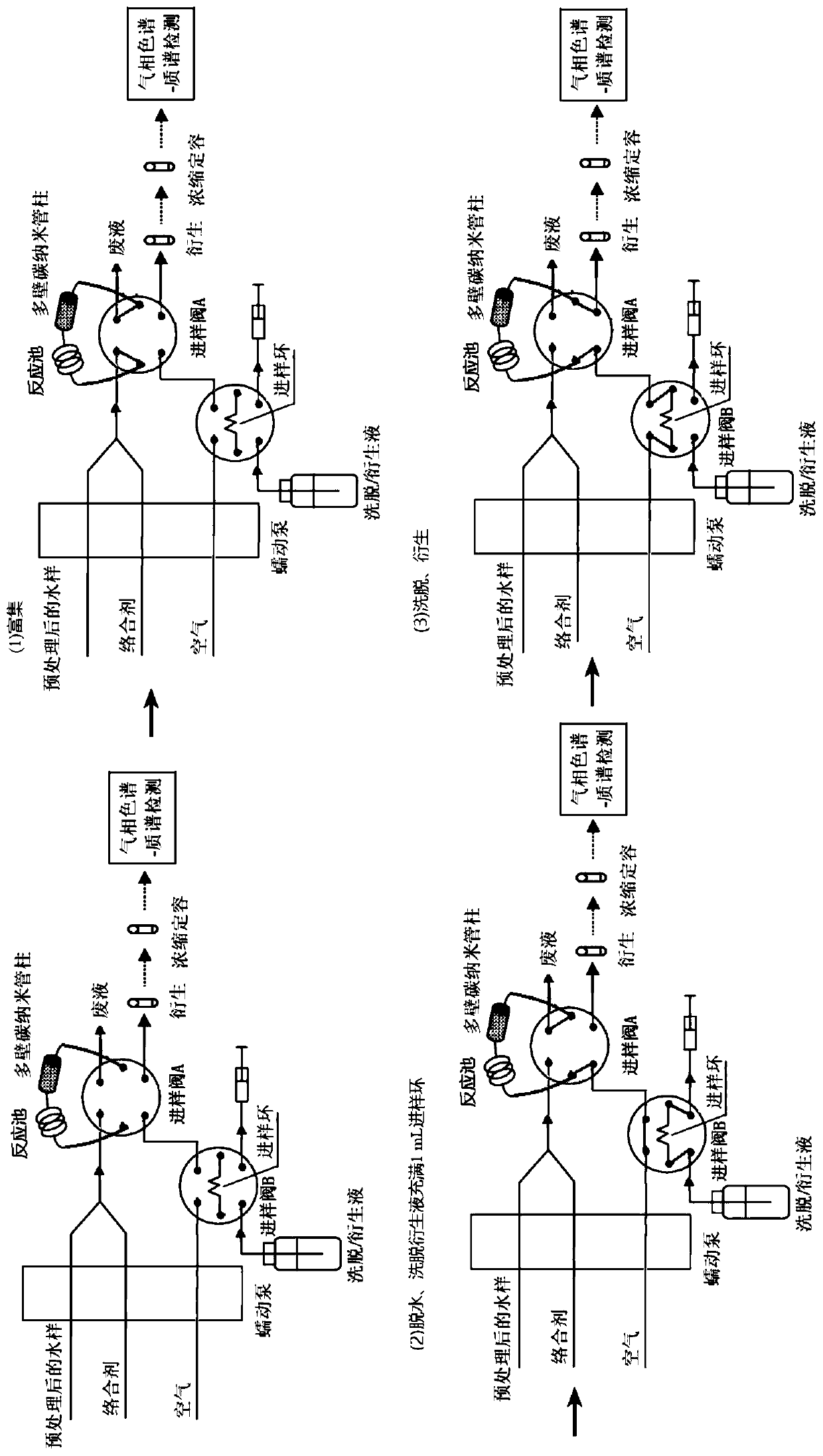 On-line solid-phase extraction gaschromatographic mass spectrometry detection method for organotin in water body