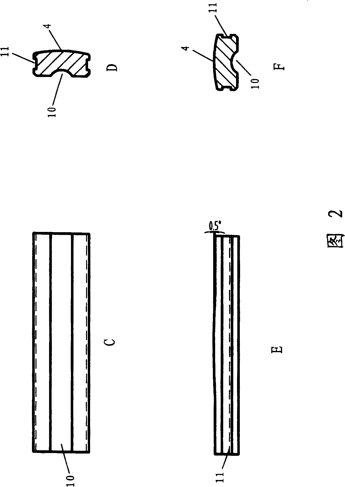 Self-regulating straight line bearing and machining method thereof