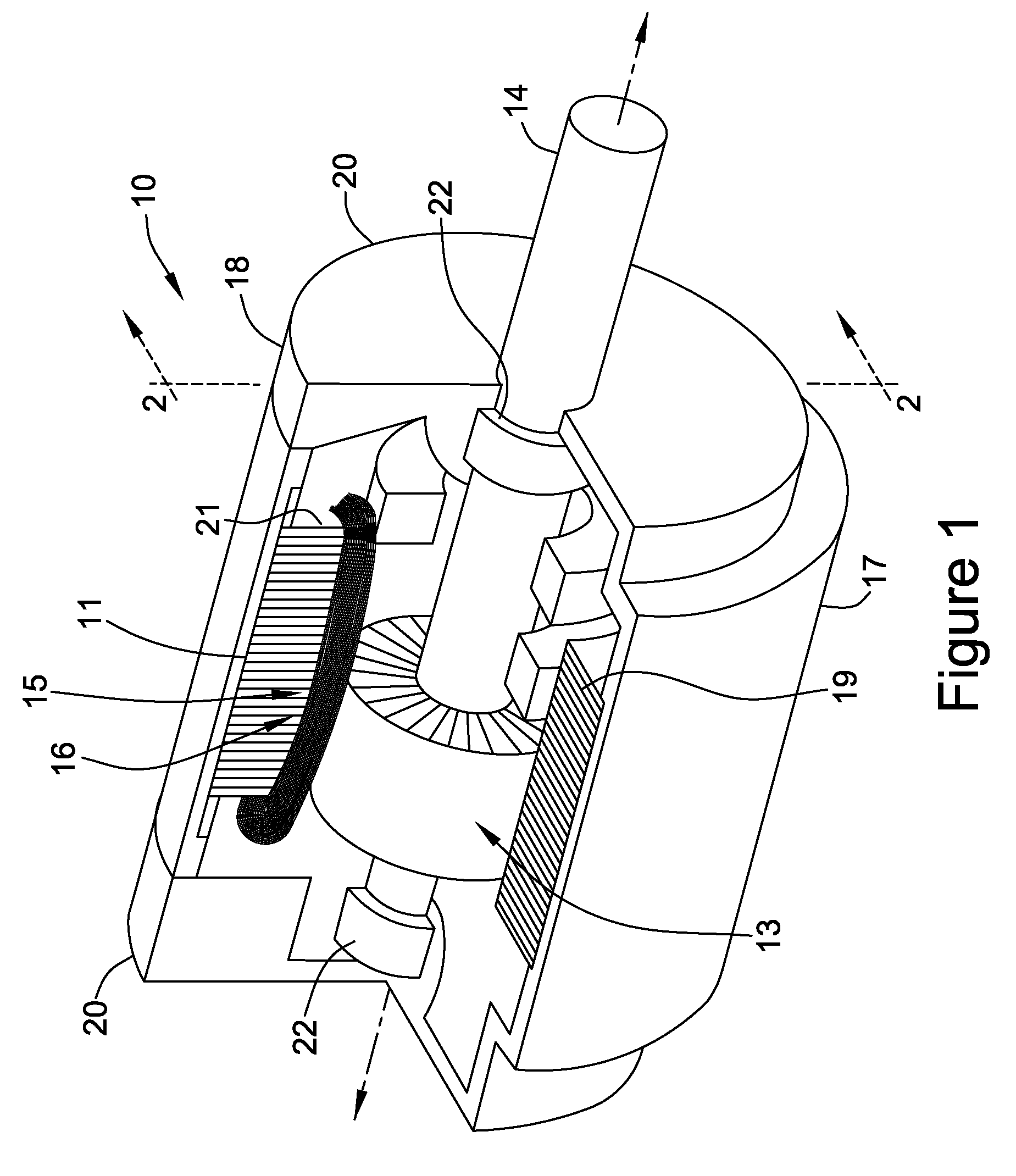 Electric machine, assembly and associated method