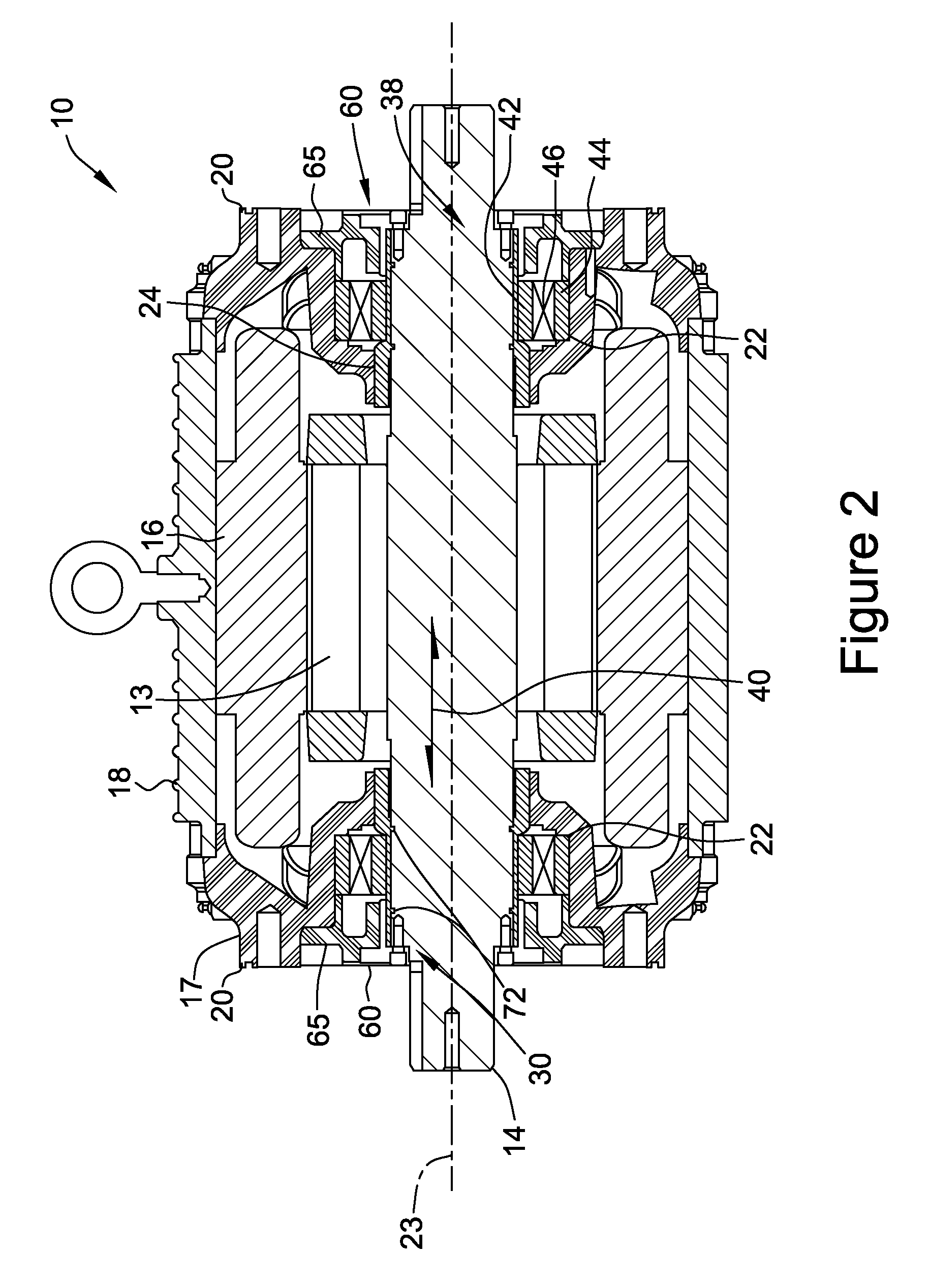 Electric machine, assembly and associated method