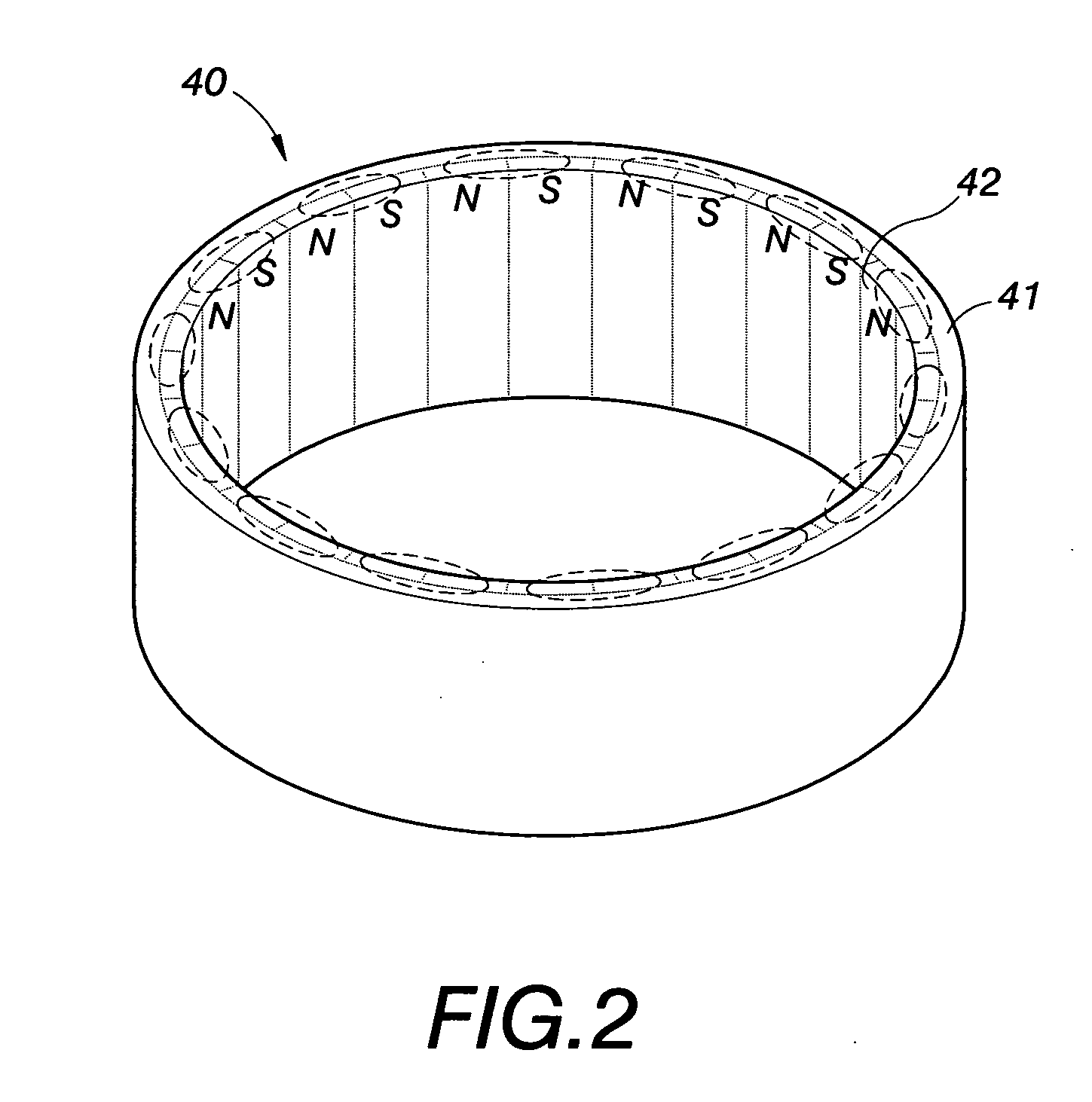 DC brush-free motor and fan rotated by outer rotor having annular ferrite magnet with alignment on its inner periphery
