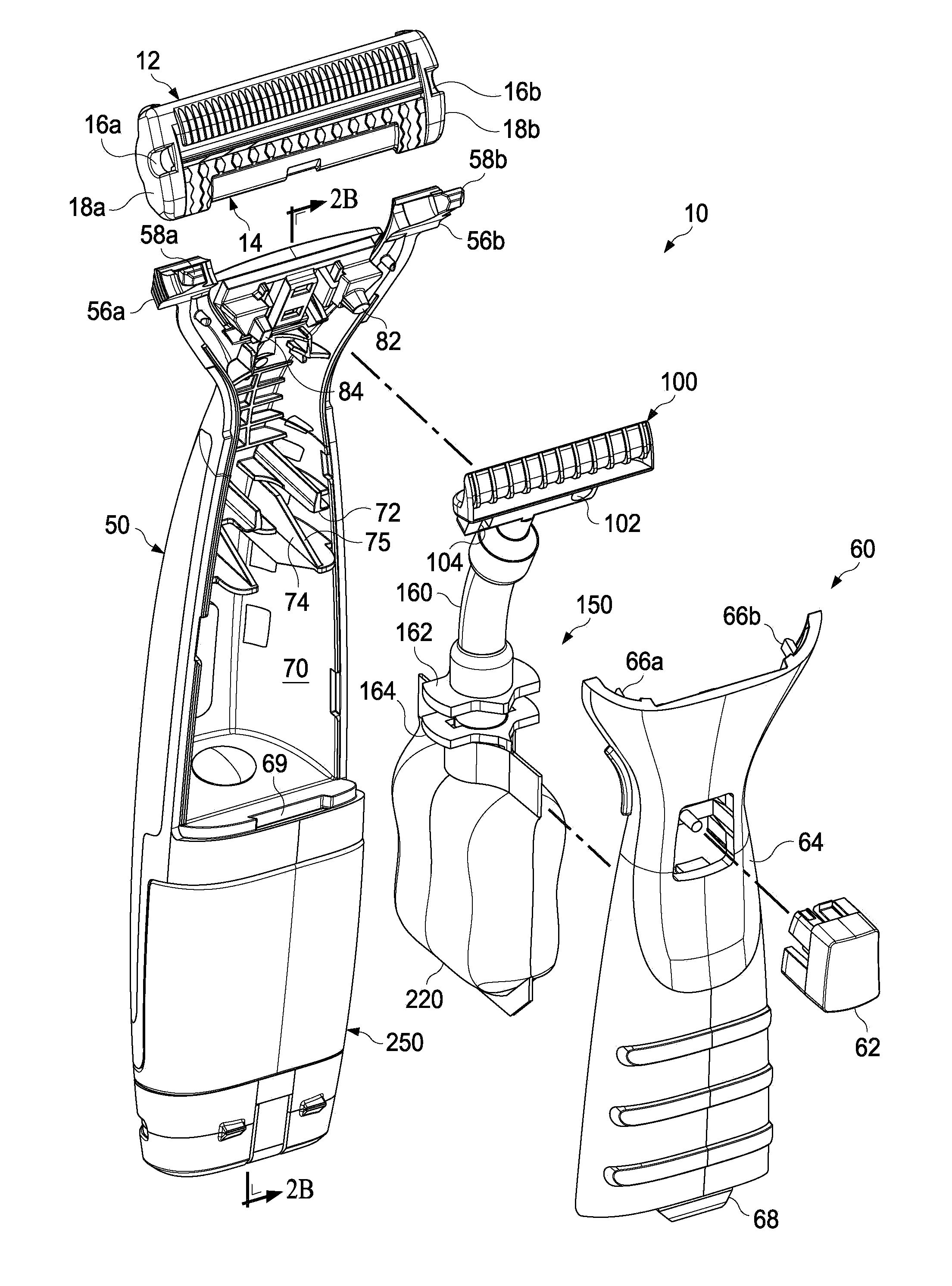 Hair removal device with cartridge retention cover