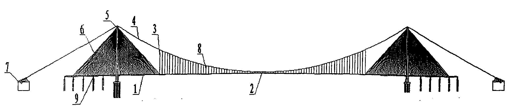 Suspended and cable-stayed combined structural bridge