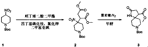 Preparation method of 4-methyl formate-2-oxo-1,8-diazaspiro[4.5]decane-8-tert-Butyl formate