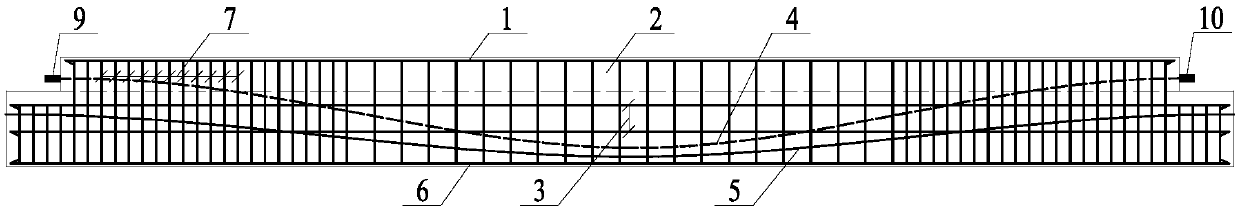 Post-tensioned bonded co-tensioned prestressed concrete composite beam and design and construction method thereof
