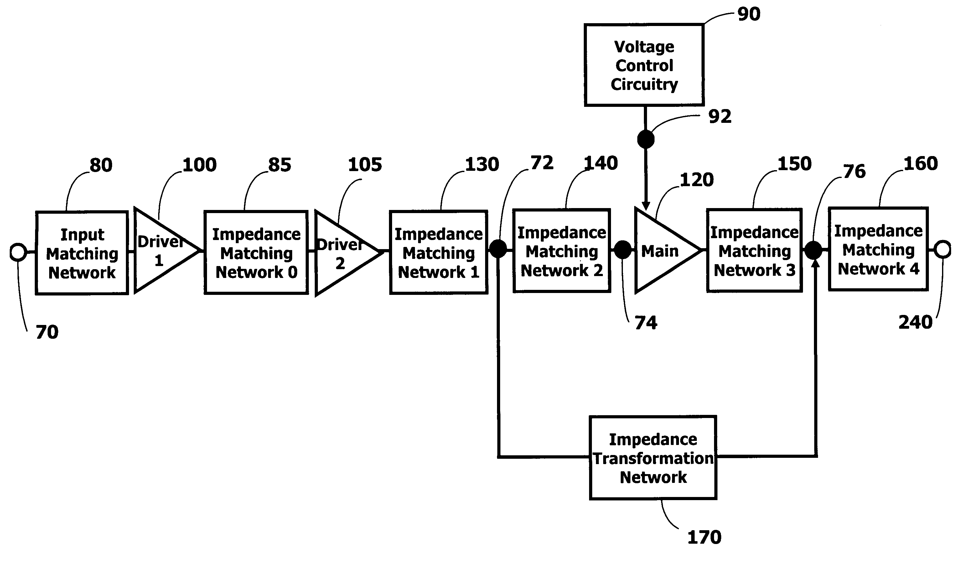 Multiple power mode amplifier with bias modulation option and without bypass switches