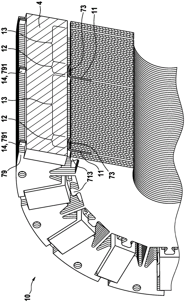 Electric machine having in each case at least two clamping protrusions for attaching a permanent magnet